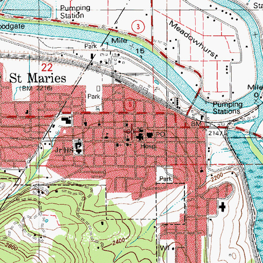 Topographic Map of Benewah County Sheriff's Office, ID