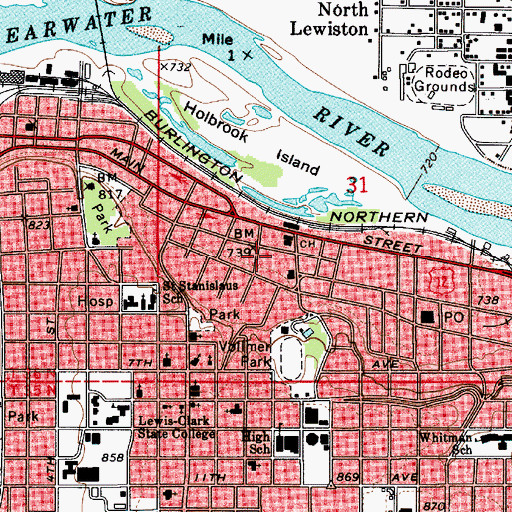 Topographic Map of Lewiston Police Department, ID