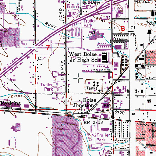 Topographic Map of Boise Police Department, ID