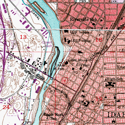 Topographic Map of Idaho Falls Police Department, ID