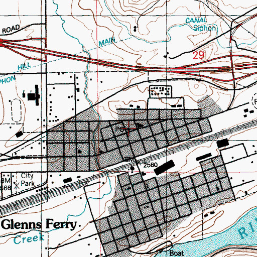 Topographic Map of Glenns Ferry Police Department, ID