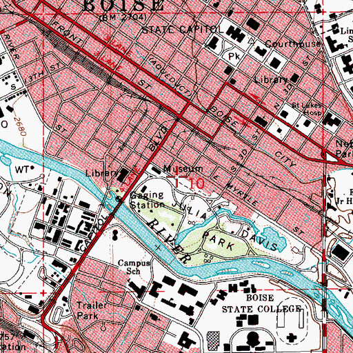 Topographic Map of Boise Mounted Patrol, ID