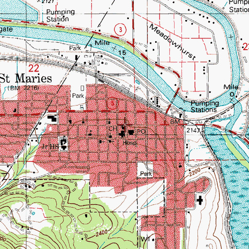 Topographic Map of Saint Maries Police Department, ID