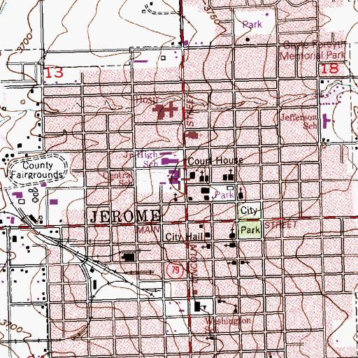 Topographic Map of Jerome County Sheriff's Office, ID