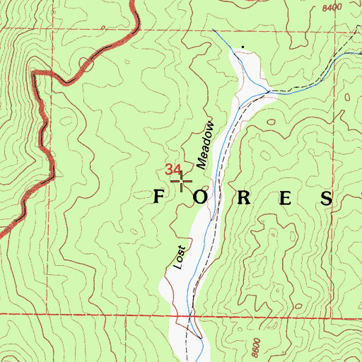 Topographic Map of Lost Meadow, CA