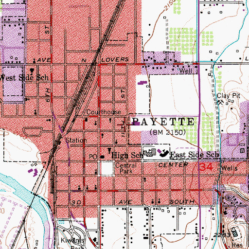 Topographic Map of Payette County Sheriff's Office, ID