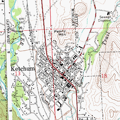 Topographic Map of Ketchum Police Department, ID