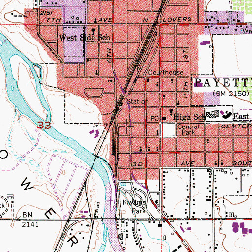 Topographic Map of Payette Police Department, ID