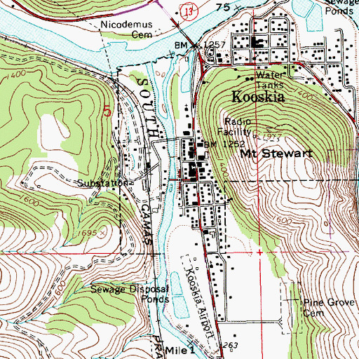 Topographic Map of Kooskia Police Department, ID