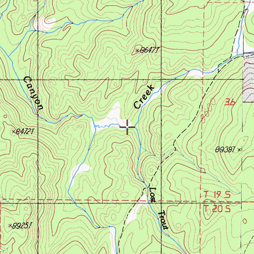 Topographic Map of Lost Trout Creek, CA