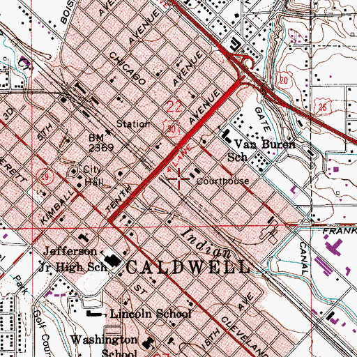 Topographic Map of Canyon County Sheriff's Office, ID