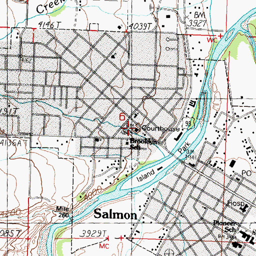 Topographic Map of Lemhi County Sheriff's Office, ID