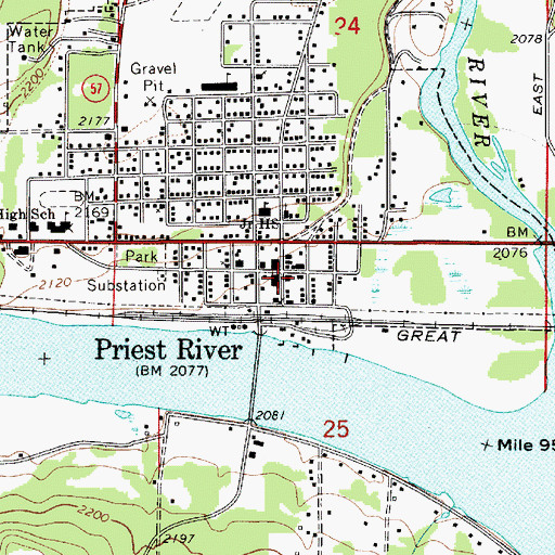 Topographic Map of Priest River Police Department, ID