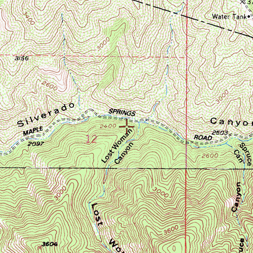Topographic Map of Lost Woman Canyon, CA