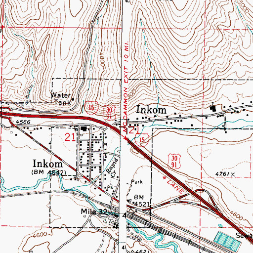 Topographic Map of Inkom City Police Department, ID