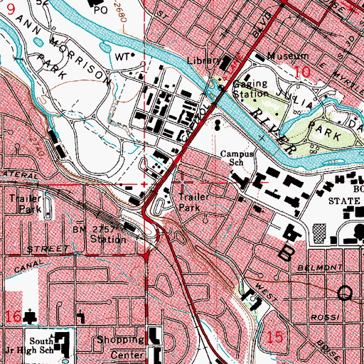Topographic Map of Boise Police Department Boise State University, ID