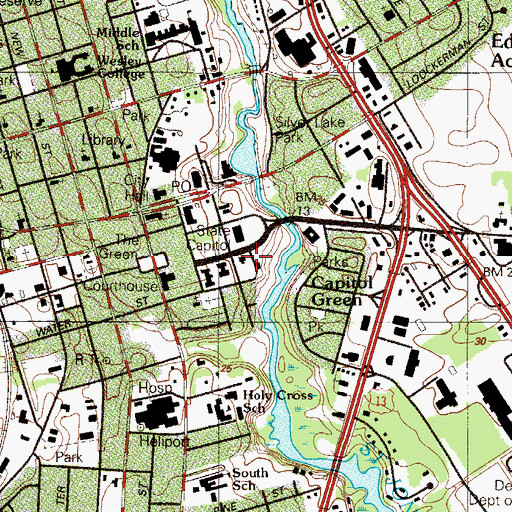 Topographic Map of Delaware Capitol Police Department, DE