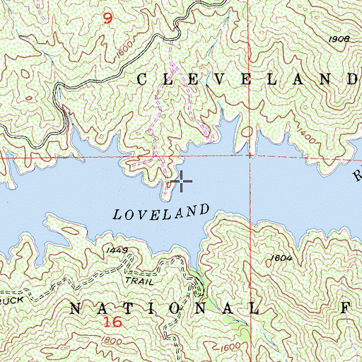 Topographic Map of Loveland Reservoir, CA