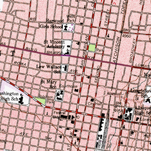 Topographic Map of Bernalillo County Sheriff's Department Headquarters, NM