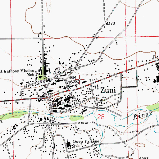 Topographic Map of Zuni Police Department, NM