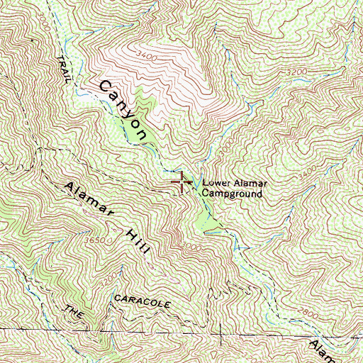 Topographic Map of Lower Alamar Campground, CA