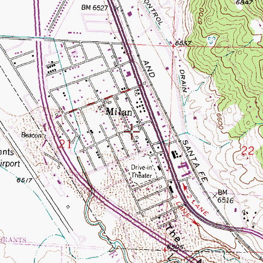 Topographic Map of Milan Police Department, NM