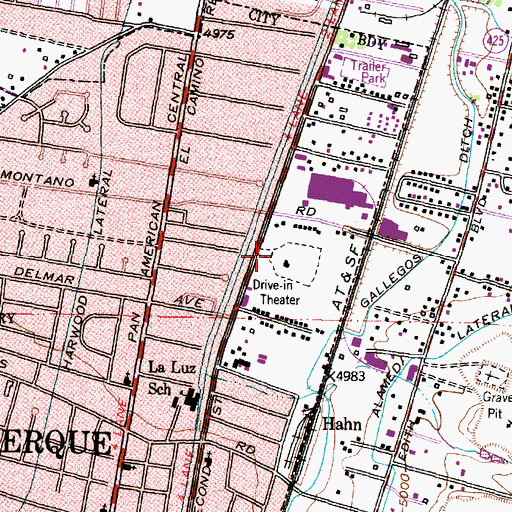 Topographic Map of Albuquerque Police Department Gerald Cline Memorial Substation Valley Area Command, NM