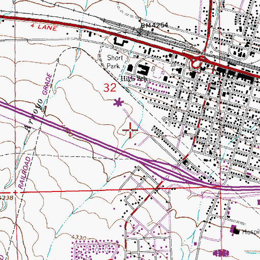 Topographic Map of Lordsburg Police Department, NM