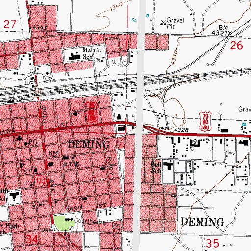 Topographic Map of Deming Police Department, NM