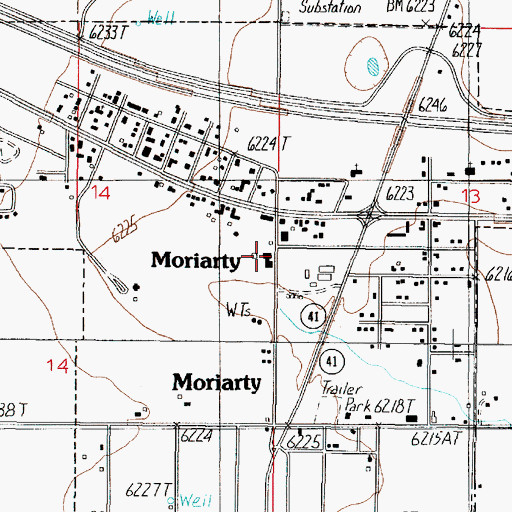 Topographic Map of Moriarty Police Department, NM