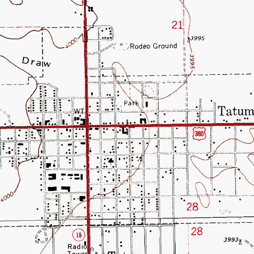 Topographic Map of Tatum City Police Department, NM