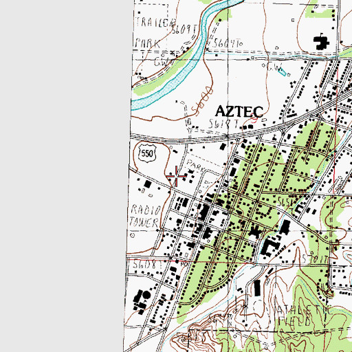Topographic Map of Aztec Police Department, NM