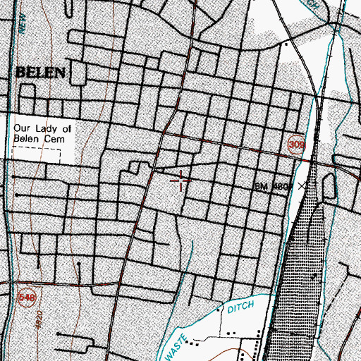 Topographic Map of Belen Police Department, NM