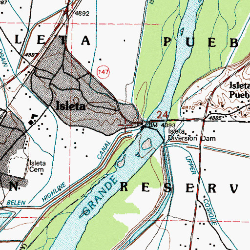 Topographic Map of Isleta Tribal Police Department, NM