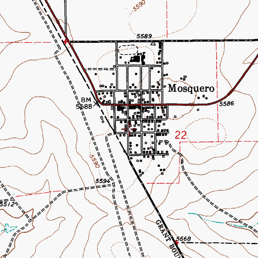 Topographic Map of Mosquero Village Police Department, NM