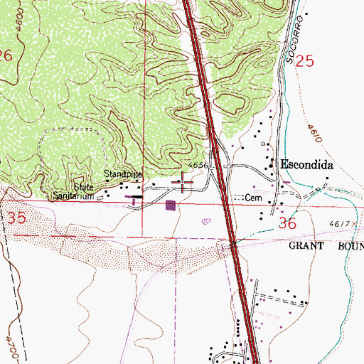 Topographic Map of New Mexico State Police District 11 Socorro, NM