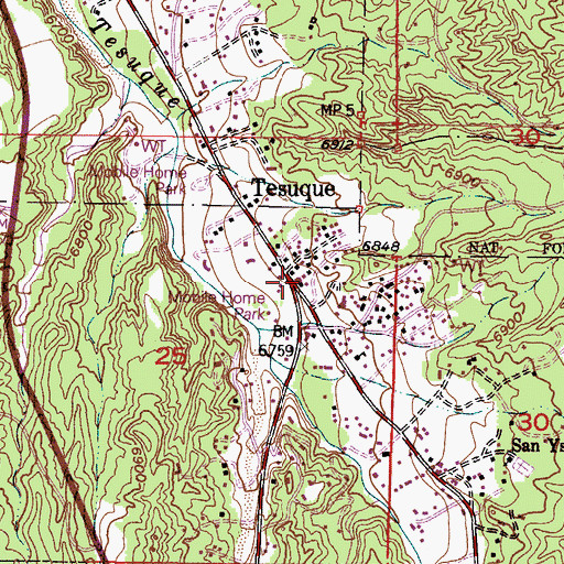 Topographic Map of Pojoaque Valley Sheriff's Office, NM