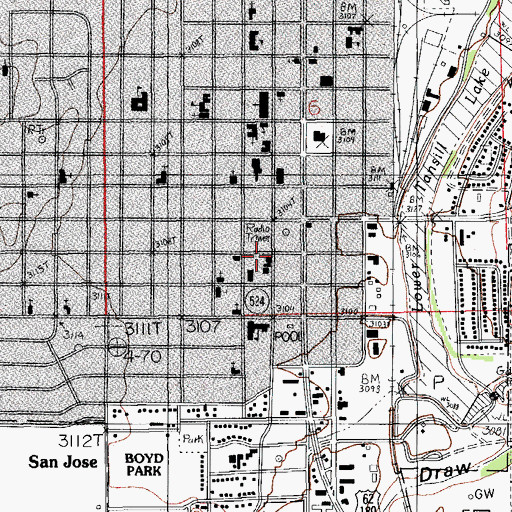Topographic Map of Carlsbad Police Department, NM