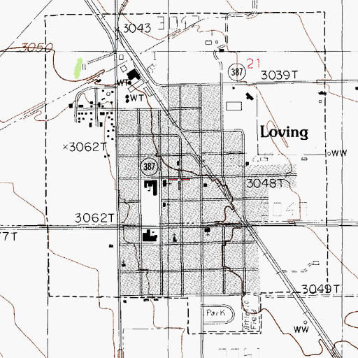 Topographic Map of Loving Village Police Department, NM