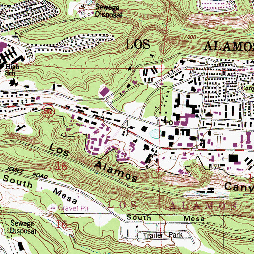 Topographic Map of Los Alamos County Jail, NM