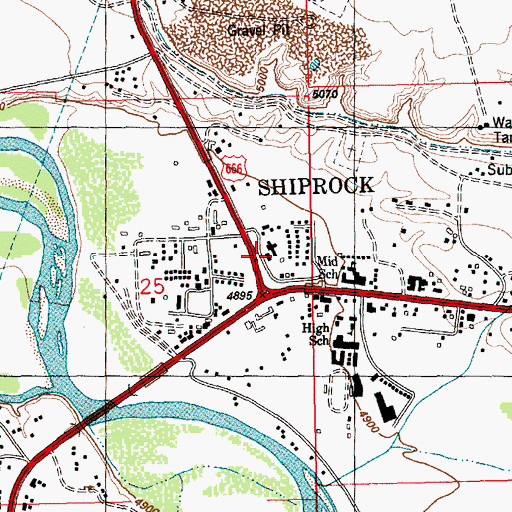 Topographic Map of Navajo Nation Police Station, NM