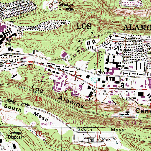 Topographic Map of Los Alamos County Police Department, NM
