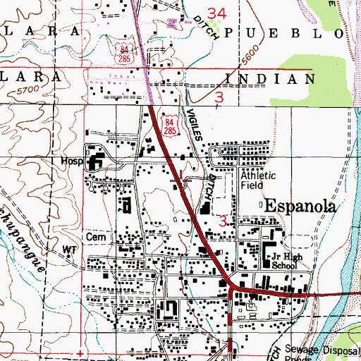 Topographic Map of Espanola Police Department, NM