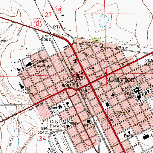 Topographic Map of Clayton Police Department, NM