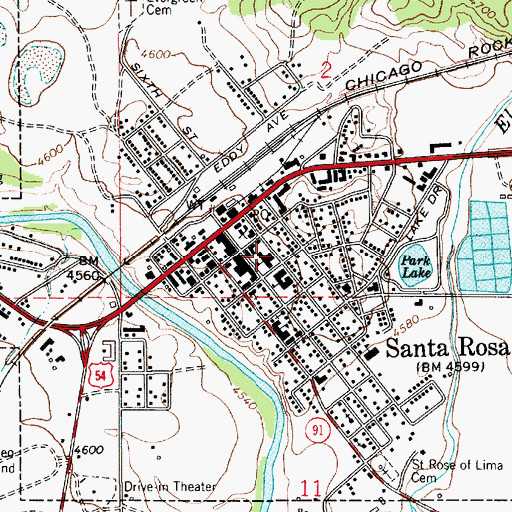 Topographic Map of Santa Rosa Police Department, NM