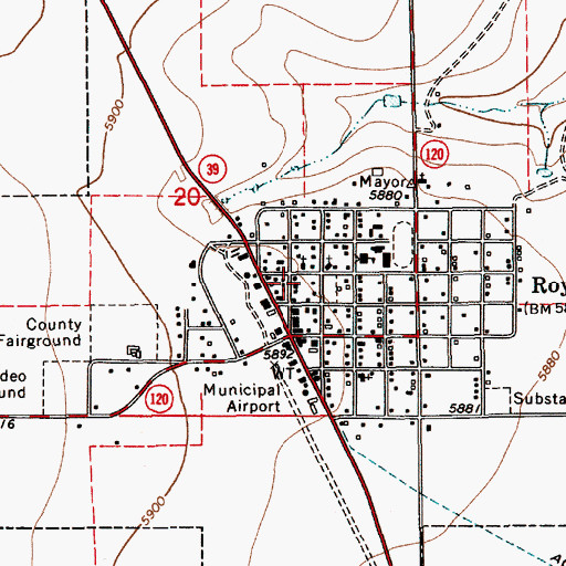 Topographic Map of Roy Village Marshal, NM