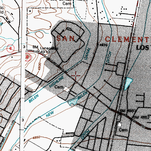 Topographic Map of Los Lunas Police Department, NM