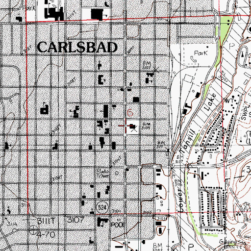 Topographic Map of Eddy County Sheriff's Office, NM