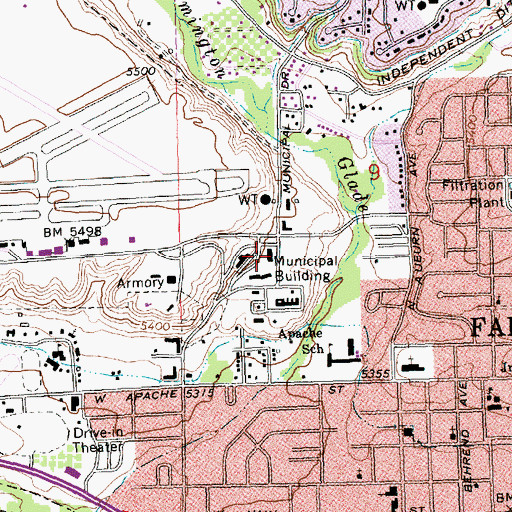 Topographic Map of Farmington Police Department, NM