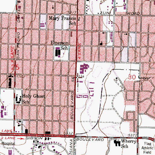 Topographic Map of Albuquerque Police Department Phil Chacon Memorial Substation Southeast Area Command, NM